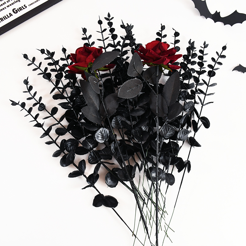 Florist Supply Bulk - 10/20Pcs Black Artificial Eucalyptus Branch Stems