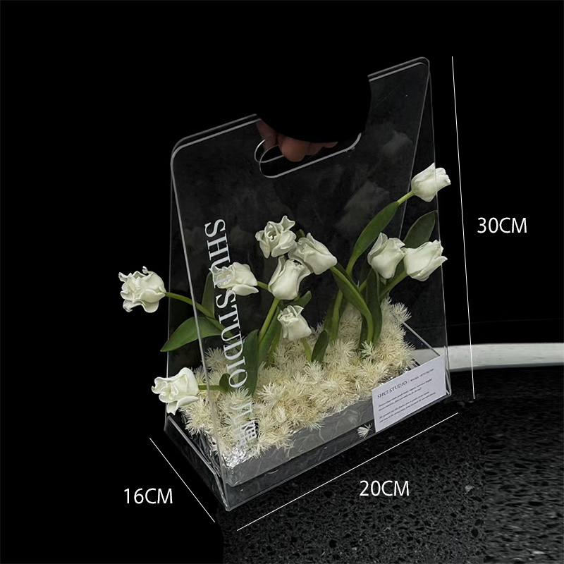 Florist Flower Supply - Triangle Acrylic Flower Box Fresh Flower