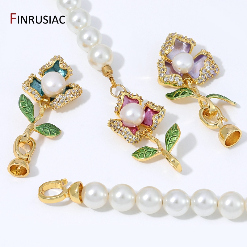Supply Florist - 18K Gold Plated Brass Zircon Enamel